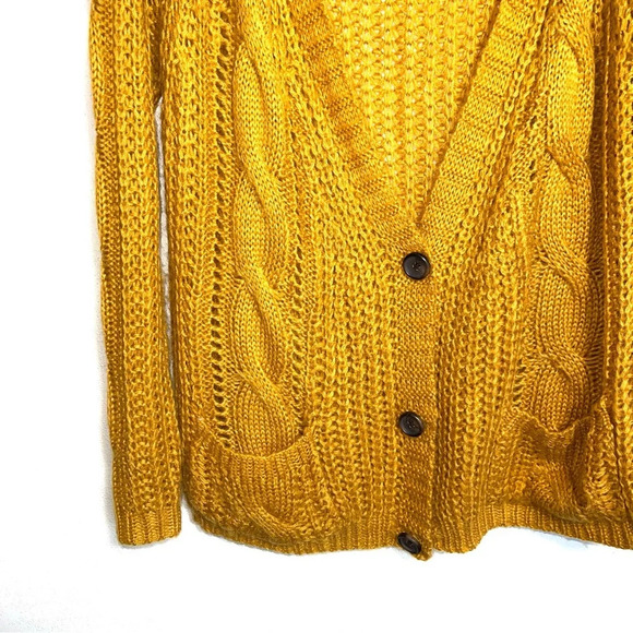 Charlotte Russe Mustard Yellow Button Oversized Knit Cardigan Small Women’s - Picture 4 of 10